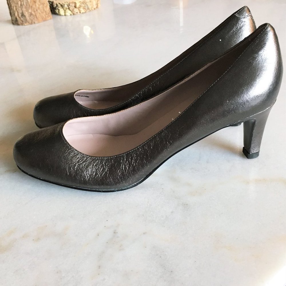 Worn 1x! Marc Jacobs pewter metallic shiny foil pumps high heel shoes 6.5 / 36.5 - Picture 1 of 8